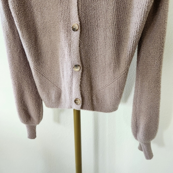 Joie Chenille Button Front V Neck Cardigan Womens Size Large Pink - Picture 3 of 6